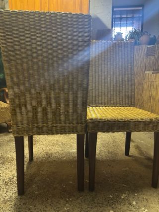 4 Sillas Comedor Mimbre Madera