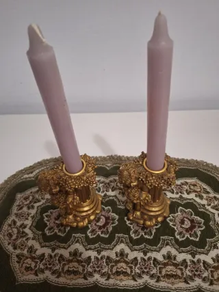 Candelabros querubines. Poliresina. Vintage.