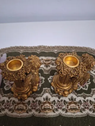 Candelabros querubines. Poliresina. Vintage.