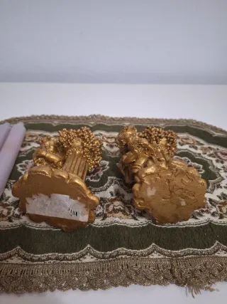 Candelabros querubines. Poliresina. Vintage.