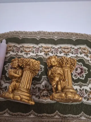 Candelabros querubines. Poliresina. Vintage.