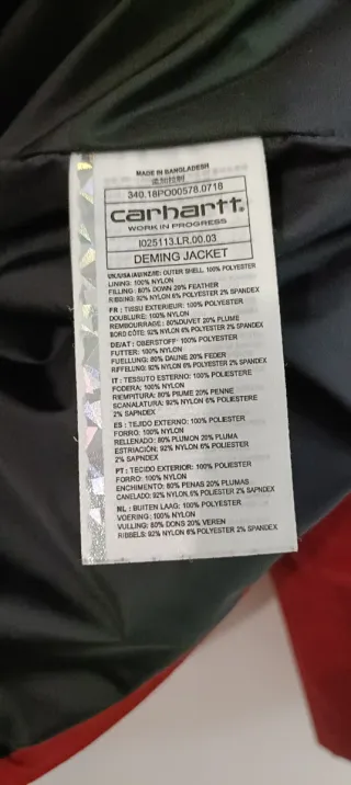 Plumas Carhartt Rojo Granate Talla S
