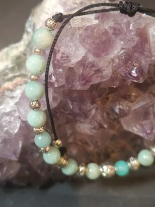 Bracciale Pietre Amazzonite e Acciaio