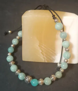 Bracciale Pietre Amazzonite e Acciaio