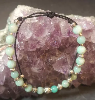 Bracciale Pietre Amazzonite e Acciaio