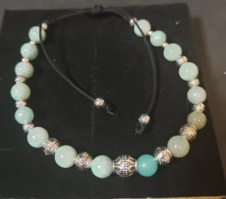 Bracciale Pietre Amazzonite e Acciaio