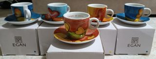 Set 5 Tazzine Caffè Egan con Piattini