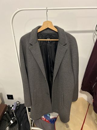 Abrigo paño gris Bershka