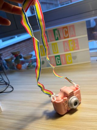 Cámara de fotos infantil rosa