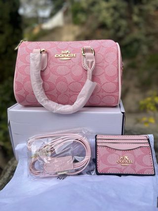 Bolso Coach Rosa con Cartera y Correa