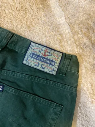 Tela Genova Jeans Verdes Rectos Vintage