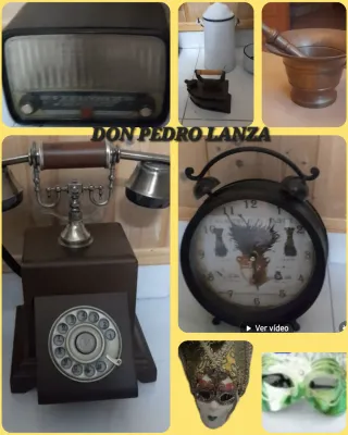 Lote Antigüedades: Radio, Teléfono, Reloj