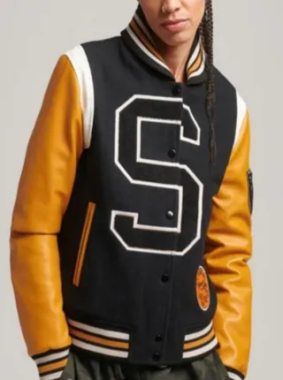 Chaqueta universitaria S negra y amarilla