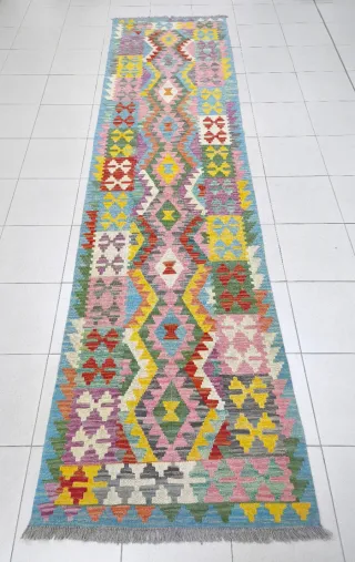 Tappeto Kilim Afghano 301x78 cm