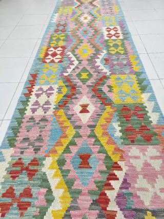 Tappeto Kilim Afghano 301x78 cm