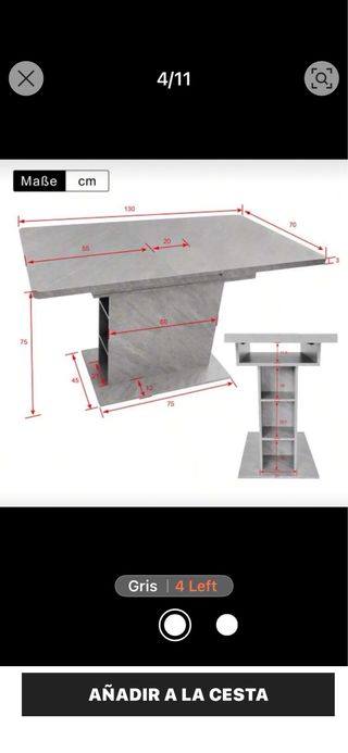 Mesa comedor extensible gris metal