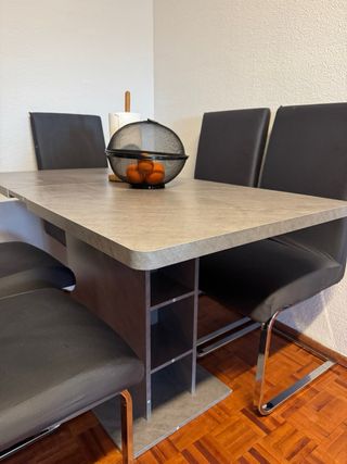 Mesa comedor extensible gris metal