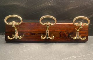Appendiabiti Vintage 3 Ganci Legno e Ottone