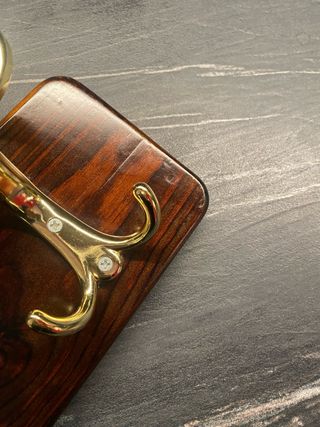 Appendiabiti Vintage 3 Ganci Legno e Ottone