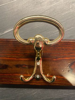 Appendiabiti Vintage 3 Ganci Legno e Ottone