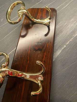 Appendiabiti Vintage 3 Ganci Legno e Ottone