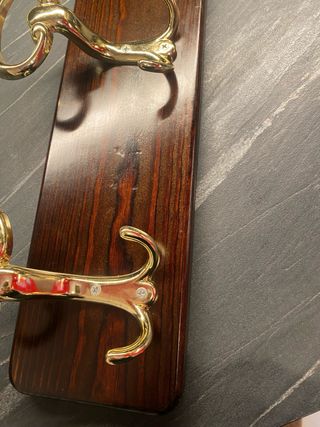 Appendiabiti Vintage 3 Ganci Legno e Ottone