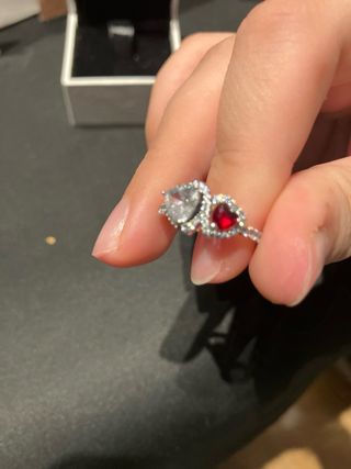 Anillo Pandora Corazones Halo Plata Rosa talla 52