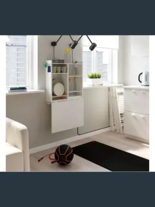 Mesita plegable de pared con almacenaje