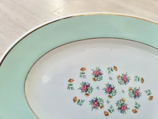 Bandeja ovalada KG Lunéville porcelana Limoges