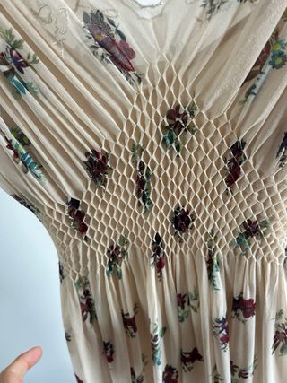 Vestido largo floral beige