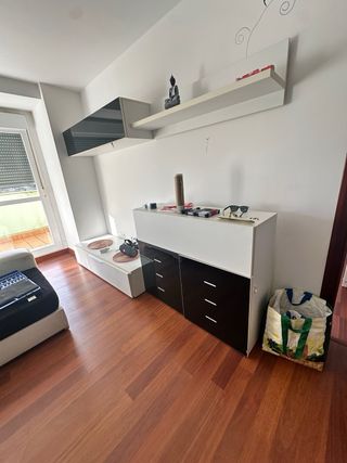 Mueble de salón completo madera y tonos lacados