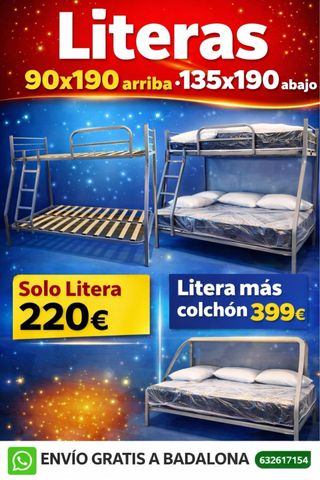 Literas metálicas 90x190 y 135x190