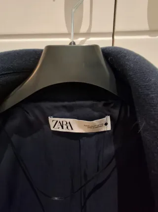 Abrigo Zara Lana Virgen Azul Mujer
