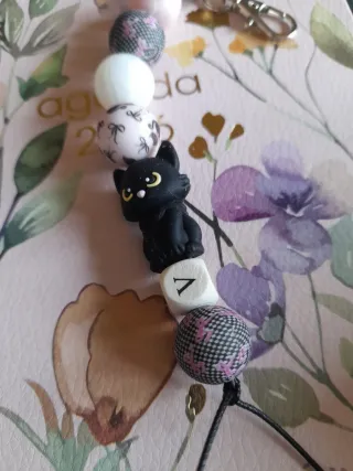 Portachiavi con ciondolo gatto nero