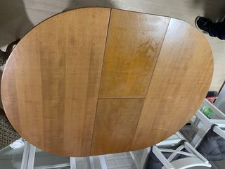 Mesa redonda 90cm extensible, 4 sillas y cristal