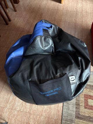 Puf negro y azul salón/habitación