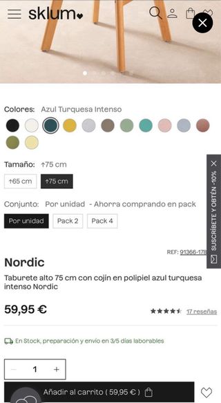 Taburete alto Nordic azul SKLUM