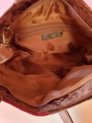 Bolso terciopelo marrón y rosa nuevo