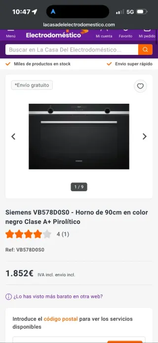 Horno Siemens VB578D0S0 OPORTUNIDAD