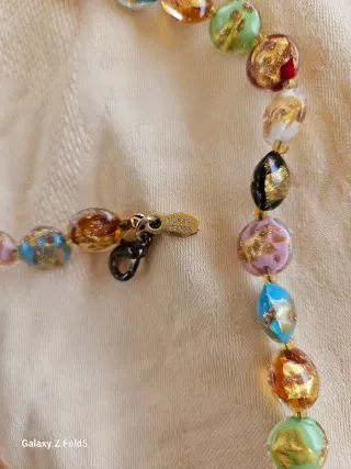 Collana Murano perle vetro oro multicolore