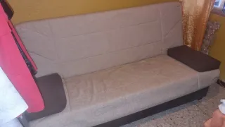 Sofá Cama Beige y Marrón