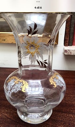 Vaso vintage decorato oro e argento