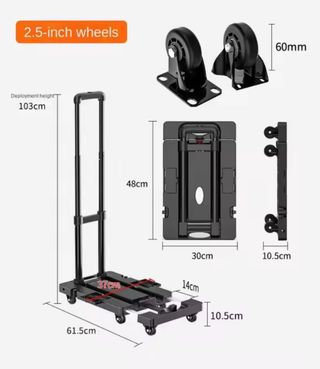 Carretilla plegable extensible con 6 ruedas