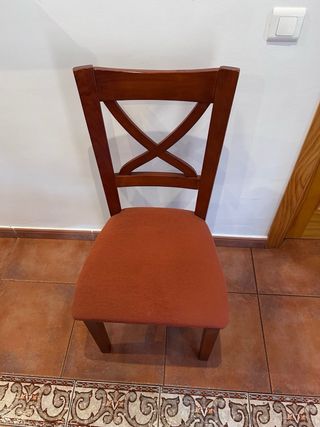 Conjunto mesa y 6 sillas madera