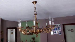 Lámpara de techo antigua metal dorado