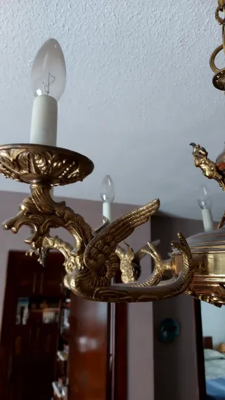 Lámpara de techo antigua metal dorado