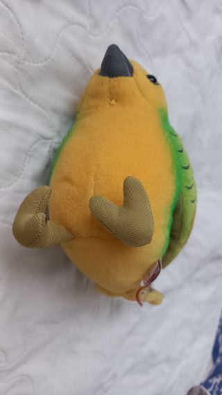 Peluche pappagallo giallo e verde