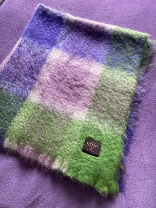 Manta Ezcaray Lana Cuadros Morado Verde