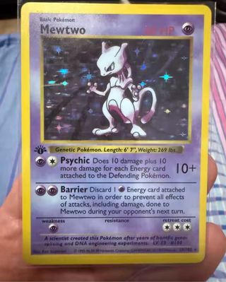 Carta Pokémon Mewtwo Base Set 1ª Edición