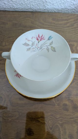 Vajilla Porcelana Santa Clara Flores Doradas